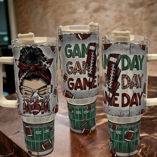 Game Day Football Mom - 40oz Stainless Steel Thirst Quencher Tumblers