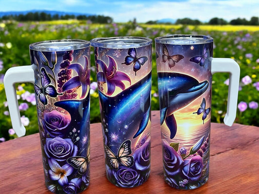 Cute Dolphin, 20oz Stainless Steel Tumbler with Handle