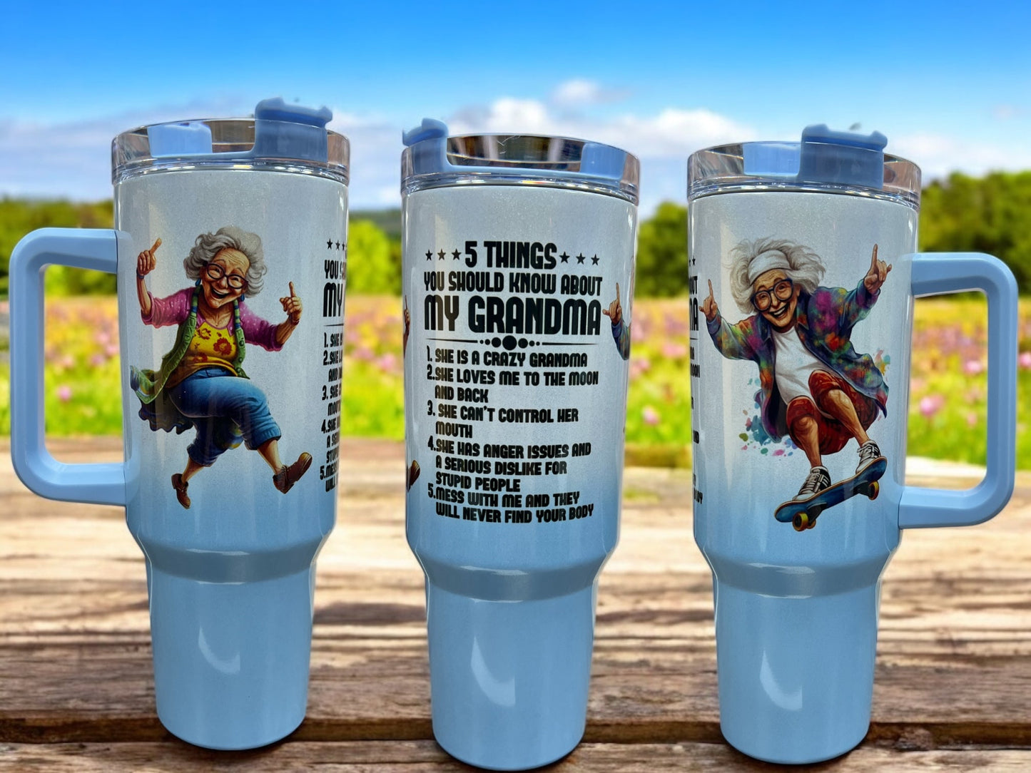 5 Things You Should Know About My Grandma -40oz Stainless Steel Thirst Quencher Travel Cups Tumblers Water Bottles