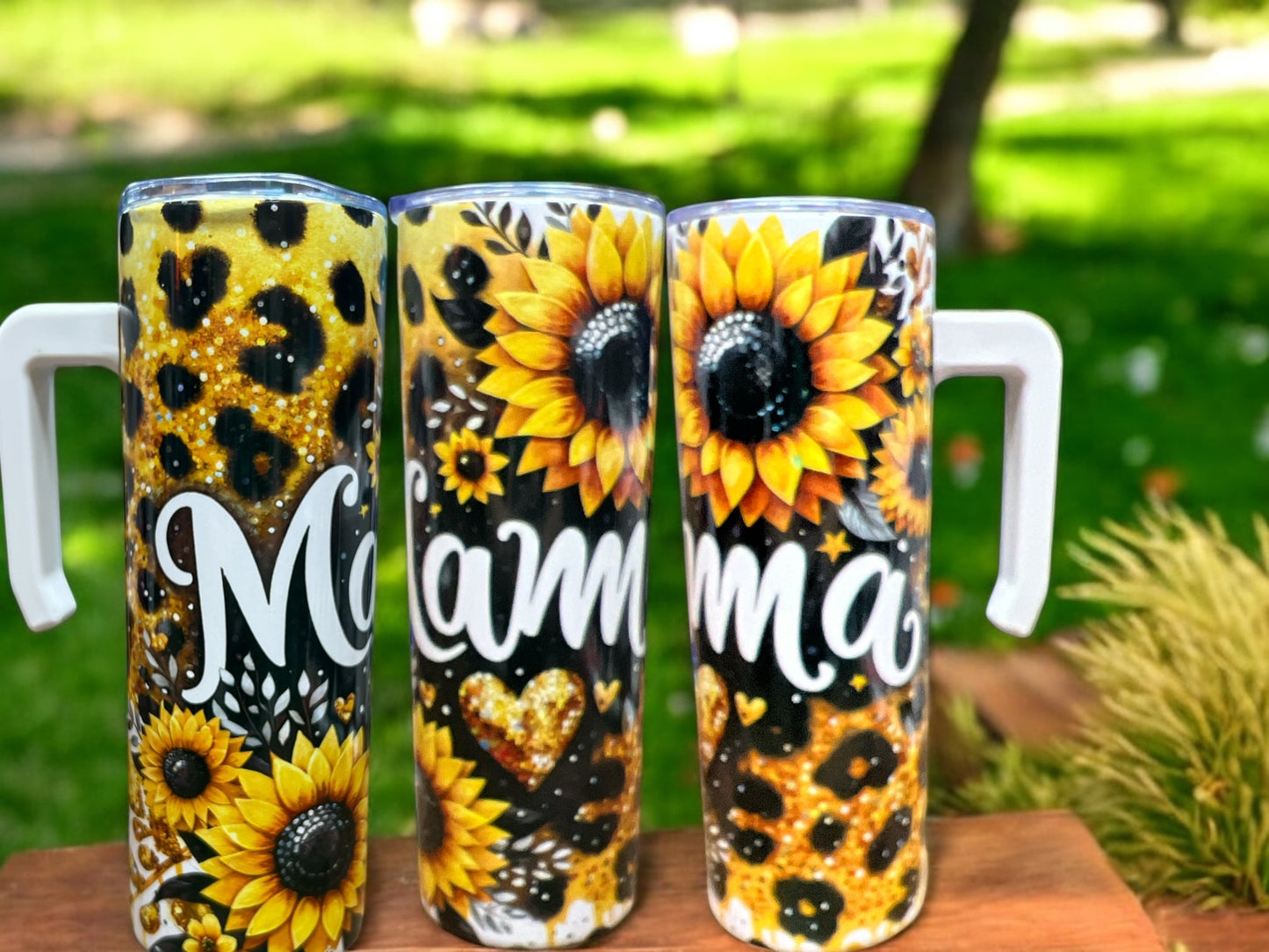 Mama sunflowers 20oz Stainless Steel Tumbler with Handle