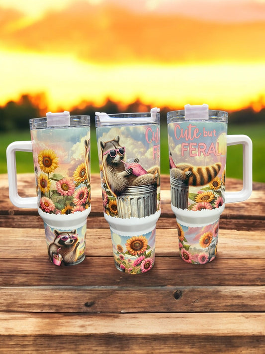 Cute but Feral -40oz Stainless Steel Thirst Quencher Travel Cups Tumblers Water Bottles