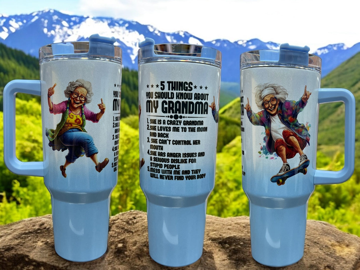 5 Things You Should Know About My Grandma -40oz Stainless Steel Thirst Quencher Travel Cups Tumblers Water Bottles