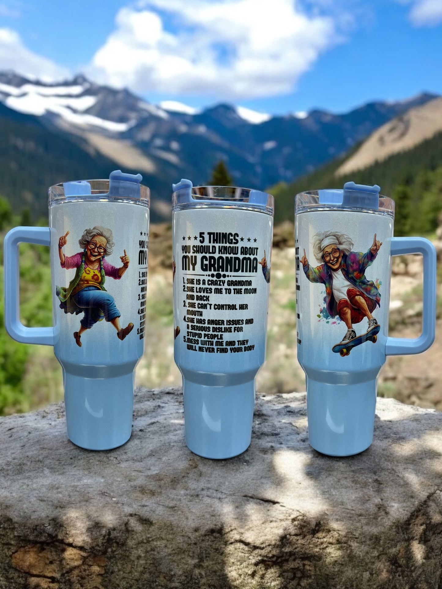 5 Things You Should Know About My Grandma -40oz Stainless Steel Thirst Quencher Travel Cups Tumblers Water Bottles