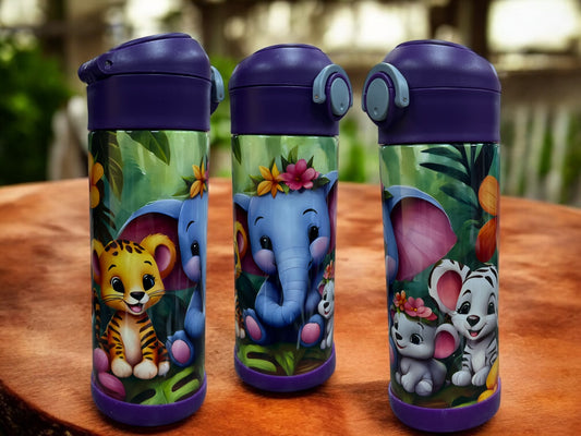 12oz kids Stainless steel water bottles - Safari Animals