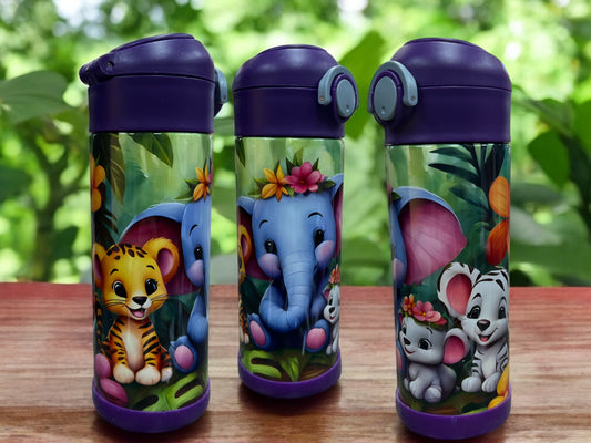 12oz kids Stainless steel water bottles - Safari Animals