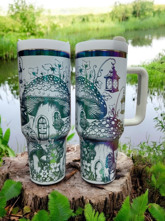 Mushroom  Rainbow 40oz Stainless Steel Thirst Quencher Travel Cup Tumblers