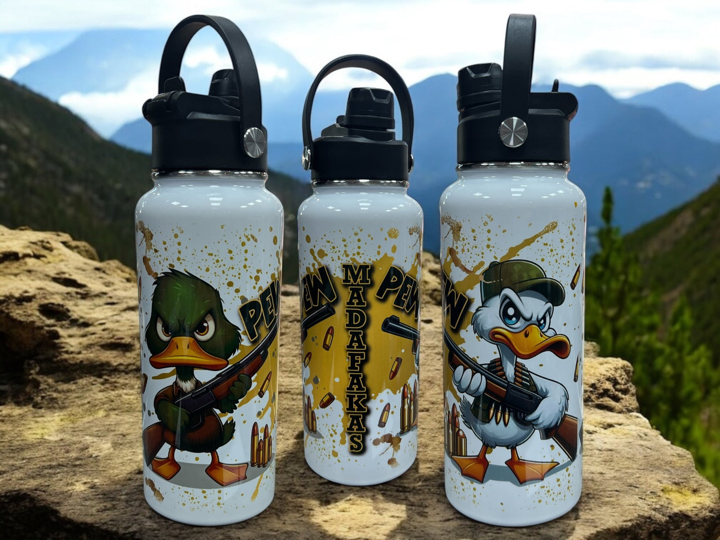 32 ounces Sports Water Bottles -pew pew Madafakas