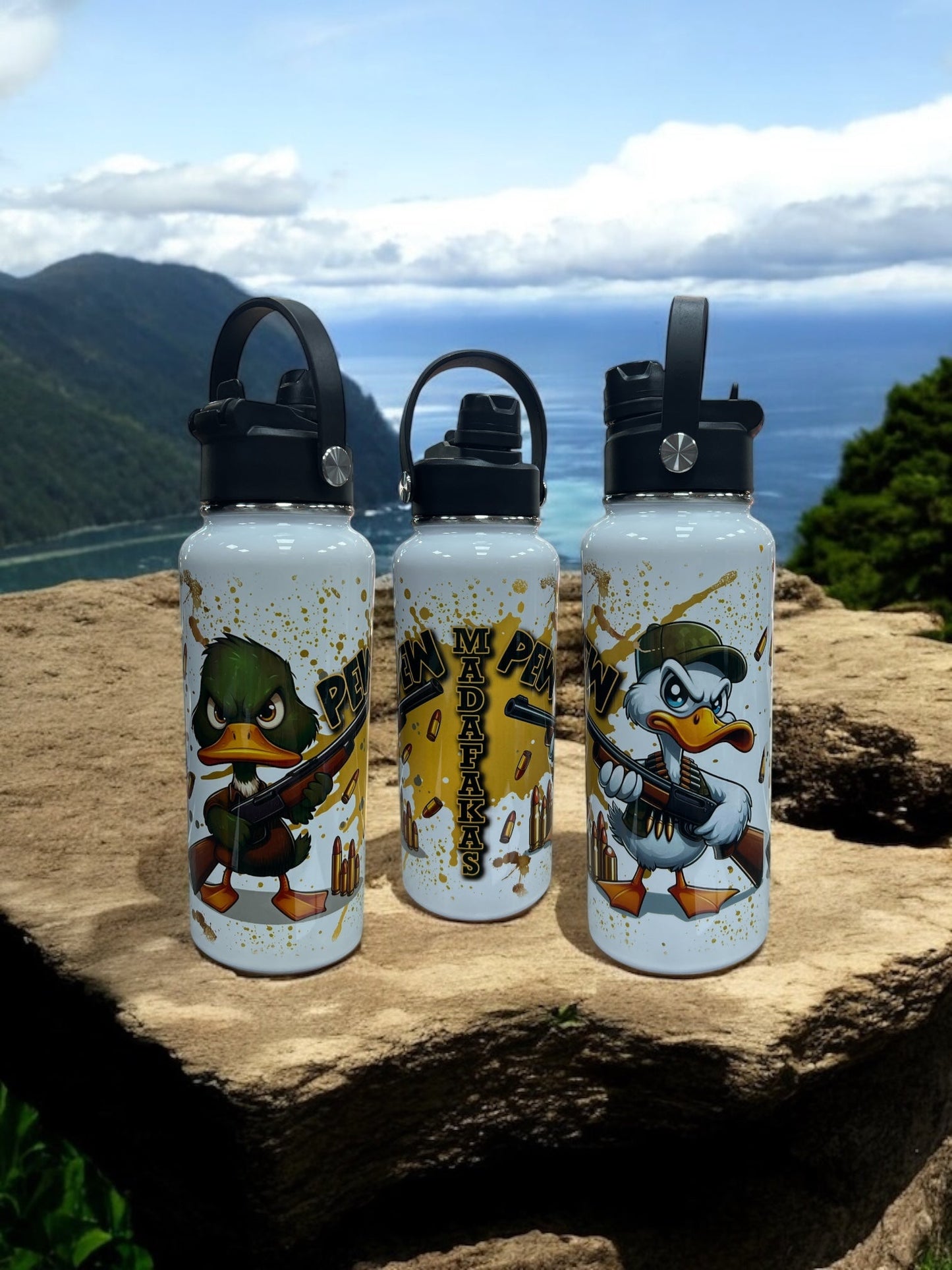 32 ounces Sports Water Bottles -pew pew Madafakas