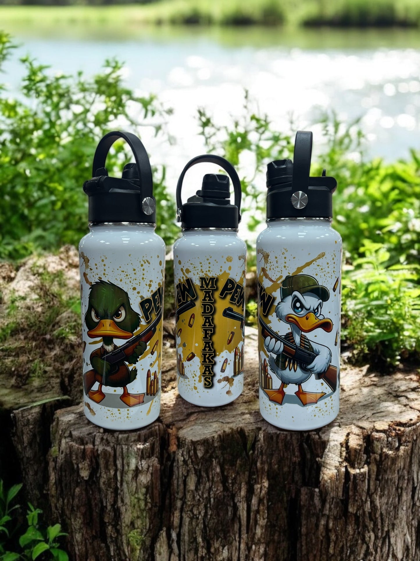 32 ounces Sports Water Bottles -pew pew Madafakas