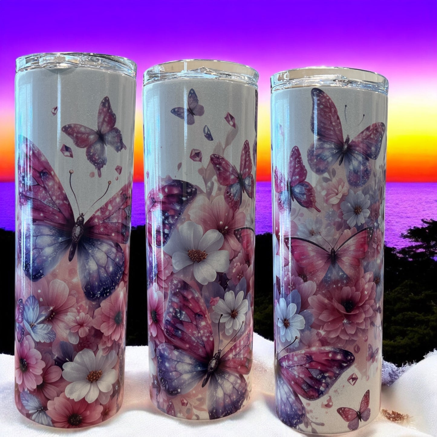 Gorgeous pink butterfly  20oz Stainless Steel Tumbler