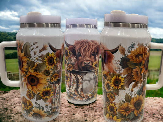 64oz Stanley Style Thirst Quencher- Cow in Tub with boots